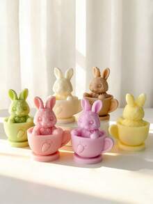 Silicone 3D Tea Cup Rabbit Mold | Suitable For Plaster, Epoxy, Candle, Soap | Ideal For Valentine's Day And Easter Gifts, Party Decoration, Recommended For Manual Lovers - Teacup Rabbit Mold - View 7
