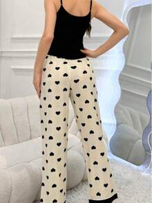 Pajama Bag With Cami Top With V-Neck Heart Print In Color Blocks And Pants - Multicolor - View 2