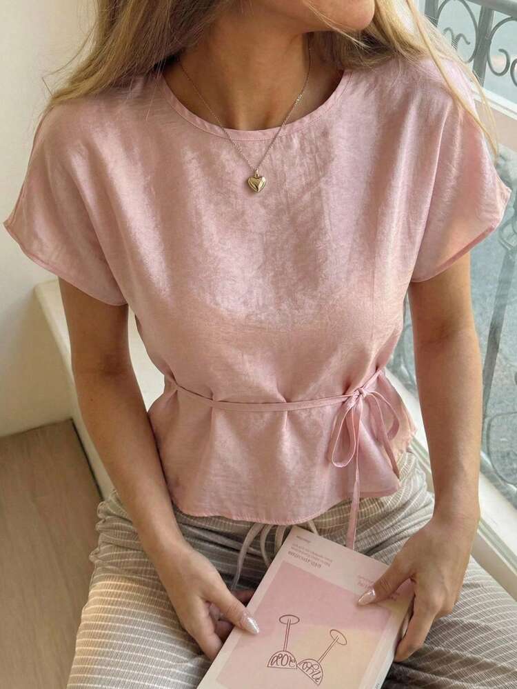 Women's Solid Color Round Neck Casual Versatile Daily Wear Shirt