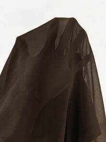 Lounesse Plus Size Women's Fashionable Solid Color Off-Shoulder Mini Dress One Sleeve Dress Batwing Dress - Brown - View 7