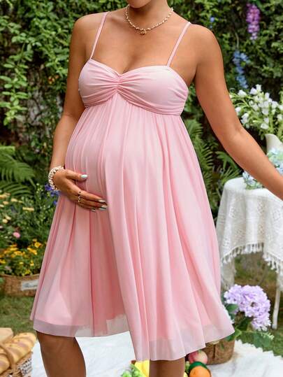 SHEIN Đầm bầu không tay màu trơn thanh lịch cho mùa hè