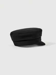ROMWE Grunge Punk 1 pieza Gorra de béisbol negra para mujer con bordado de estrella, estilo vintage inglés, nuevo estilo navy, gorra de estilo newsboy coreano - A - Ver 4