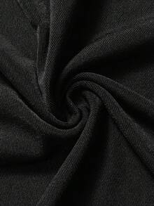 Elaquor Plus Size Women Solid Color Metal Decor Pleated Casual Versatile Daily Wear Top - Black - View 8