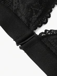 Bisouelle Lace Triangle Bralette With Front Close - Black - View 4