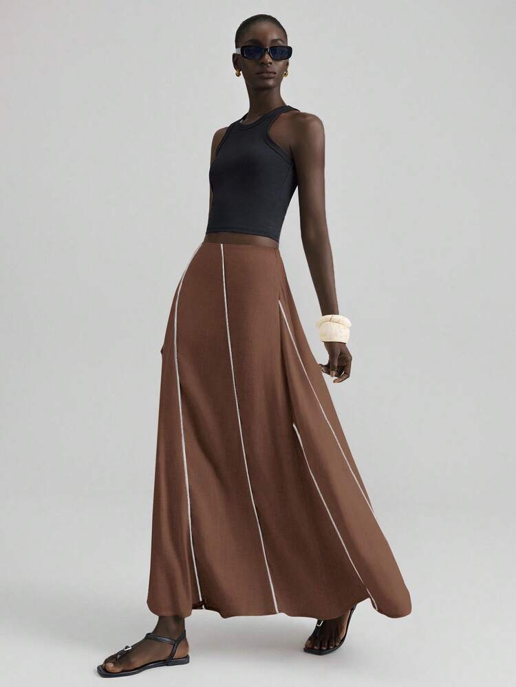 2026SS New Women's Skirt, Suitable For Spring/Summer, Versatile For School, Valentine's Day, Vacation, Wedding Guest, Business Casual, Retro Elegant, All-Match Wardrobe, High-Waisted Design, Long Fashionable Skirt For Independence Day, Beach, Office, Graduation