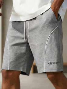 Manfinity Campus Court Men's Summer Casual Drawstring Waist Shorts - Grey - View 1