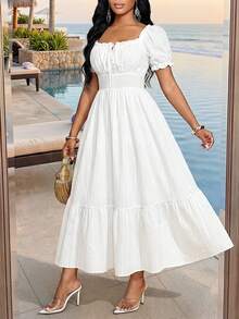 SHEIN Lady Váy đầm dự tiệc cho nữ, váy đi nghỉ mát. - trắng - Xem 8