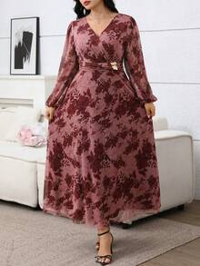 Modelyn 大码优雅印花连衣裙 - 彩色 - 查看 6