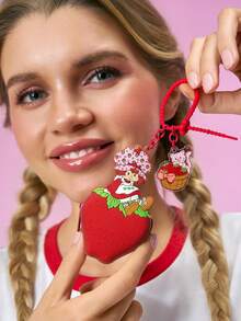 Strawberry Shortcake X SHEIN Cute Strawberry Silicone Money Clip Keychain, Convenient To Carry - Red - View 6