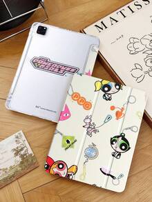 THE POWERPUFF GIRLS X SHEIN 透明亚克力三折双面印花少女图案保护套，兼容 iPad Mini 6/ Mini 7/Air/Air 2/9.7/10.5/10.2/Air 4/Air 5/10.9/Pro 11/10/2024 Air 11 (M2)/Pro 11 (M4) 2024/Air 11 英寸 (M3) 2025/ (A16) 11 英寸第 11 代 2025 款。高透明度保护套，产品不含触控笔。部分型号在框架内设有内置触控笔插槽。 - 彩色 - 查看 1