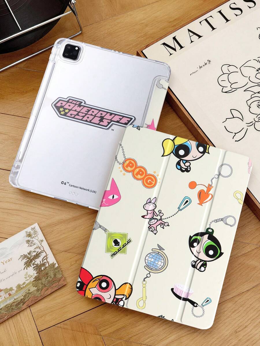 THE POWERPUFF GIRLS X SHEIN 透明亚克力三折双面印花少女图案保护套,兼容 iPad Mini 6/ Mini 7/Air/Air 2/9.7/10.5/10.2/Air 4/Air 5/10.9/Pro 11/10/2024 Air 11 (M2)/Pro 11 (M4) 2024/Air 11 英寸 (M3) 2025/ (A16) 11 英寸第 11 代 2025 款。高透明度保护套,产品不含触控笔。部分型号在框架内设有内置触控笔插槽。 - 彩色 - 查看 1