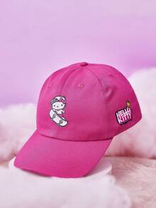 HELLO KITTY AND FRIENDS | SHEIN 1件女款棒球帽，四季裝飾風格，男女皆宜的時尚必備單品，正面與側面印有卡通人物與字母，適合與家人朋友聚會 - 玫粉色 - 查看 1