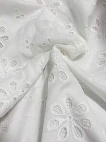 GlowEve 刺绣面料圆领无袖褶皱雪纺半身裙，优雅浪漫度假裙（带衬里），适合女性，白色，夏季 - 杏色 - 查看 3