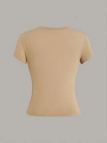 Sweetra Casual Sports Minimalist Commuter Versatile Slim Fit Women Short Sleeve Round Neck T-Shirt, Spring/Summer - Multicolor - View 3