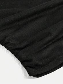 SHEIN 2件套 少女黑色针织T恤+裤子 休闲日常时尚套装 - 黑色 - 查看 5