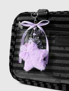 ROMWE Kawaii 1. Móc khóa hình gấu bằng nhựa acrylic, hạt tròn, họa tiết chấm bi, nơ, hình gấu, hạt kim tuyến lấp lánh, biểu tượng âm thanh, hình ngôi sao ba chiều hai mặt, thích hợp làm quà tặng ngày lễ. Thích hợp cho các bạn nữ và phụ nữ mặc hàng ngày. - Màu tím - 57 - Xem 2