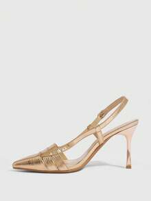 CUCCOO SZL Women's Pointed Toe Buckle Design Fashionable High Heels, Versatile For Daily Wear - Champagne - View 4