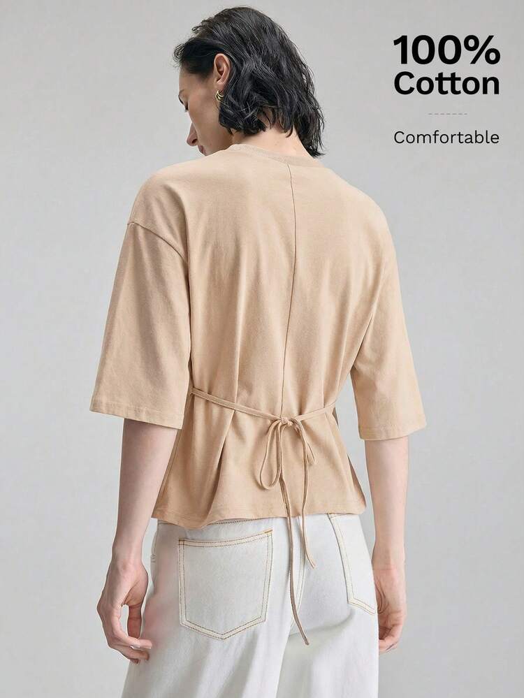 2026 Spring/Summer Structured Waist T-Shirt Dress, Doll Collar Long Dress, Suitable For Modern Urban Party, Back To School Season, Urban Minimalist Casual Daily, Bohemian Style, Vacation, Festival, Country Music Concert, Holiday, Easter, Summer, Beach, Office Wear For Women