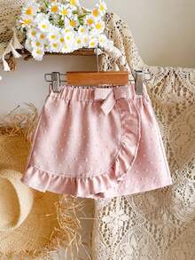 Vintaside Kids Babygirl Girls' Summer Fashion Versatile Stylish Ruffled Hem Skirt, Suitable For Vacation And Gatherings With Friends - Khaki - View 3