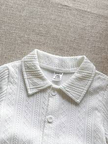Vintaside Kids 男婴夏季翻领短袖简约休闲衬衫搭配百搭休闲短裤套装，适合户外休闲、日常穿着、度假和旅行。 - 白色 - 查看 8