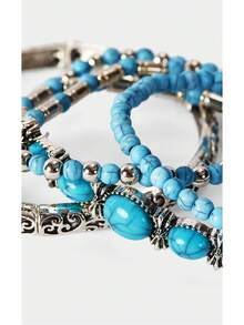 Noxbound 5pcs Set Artificial Turquoise Bead Boho Style Bracelet Set - Style one - View 4