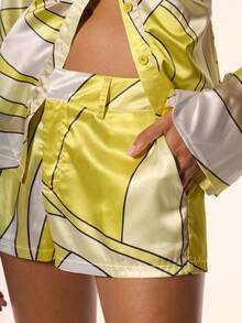 MUSERA Tailored Style Fitted Printed Mini Satin Shorts Summer Sexy Cute Spring Holiday Vacation Occasion Ibiza Elegant Limonada Party - Multicolor - View 7