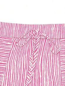 Franclia 大码抽绳口袋条纹直筒休闲裤 西式服装 - 彩色 - 查看 3