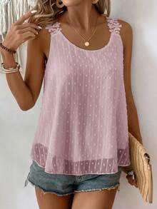 Hotletica Áo camisole thời trang dáng rộng màu trơn dành cho nữ, thích hợp cho kỳ nghỉ. - Hồng - Xem 4