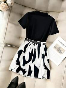 Women's Casual Daily Printed Mini Skirt - 杏色 - 查看 6
