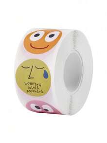 Joivida 1 Roll (500 Sheets Total) 2.5cm Round Funny Stickers - 8 Cute Cartoon Expression Designs, Self-Adhesive Label Stickers For Kids Reward, Gift Wrapping, Bakery Sealing & Daily Decor, Waterproof & Easy Peel, Vibrant Colorful Sticker Roll For Scrapbooking, Stationery & Party Supplies - Multicolor - View 9