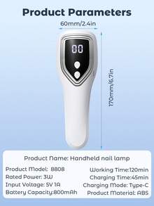 Teckwe Rechargeable Mini UV LED Nail Lamp With Dual Timer 60S/90S, Portable Cordless Gel Polish Dryer, Long-Lasting Battery, Fast Curing, Compact Design For Home & Salon Use, Manicure Tools - White - View 5