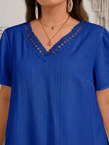 EMERY ROSE Plus Size Women V-Neck Casual Party & Travel Dress - Royal Blue - View 8