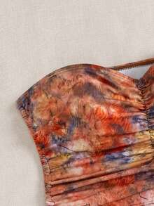 BamGleam Bikini de mujer con estampado de moda, parte superior tipo bandeau con tirantes desmontables y bajo con cordón, Bottom tipo triángulo, para playa y vacaciones de primavera/verano - Multicolor - Ver 6