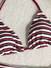 Swim Mod Women's Striped Swimsuit Set For Beach Vacation - Multicolor - View 3