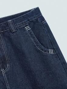 Modcrash Quần short denim nam Globe Swift thêu họa tiết, phong cách Emo, retro Mỹ, unisex, dáng rộng thoải mái, phù hợp cho trang phục mùa hè – Thích hợp cho mặc hàng ngày và kỳ nghỉ hè. - Rửa tối - Xem 4