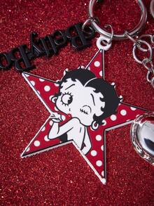 Betty Boop x SHEIN 1PC Betty Boop Silver Love Bow Bag Apparel Accessories DIY Versatile Keychain Small Pendant Keychain Pendant - Multicolor - View 3