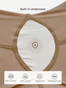 4.5" Pantalones cortos VitalSwift de movimientos rápidos, ligeros, de secado rápido, elásticos, con control de olores, con abertura lateral, bolsillo con cremallera, para entrenamiento, tenis, running, gimnasio - Caqui - Ver 5