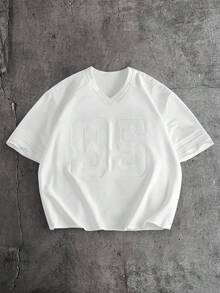 AXEPEAK Áo thun nam màu trắng đa năng, kiểu dáng thường ngày, có thêu số. - trắng - Xem 1