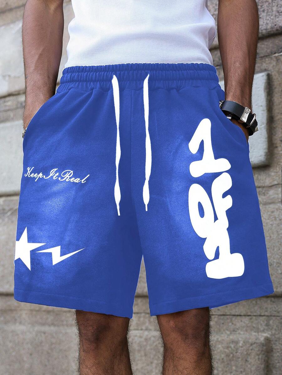 PAVTROS Quần short nam phong cách đường phố trẻ trung, phối màu tương phản. - Xanh đậm - Xem 1