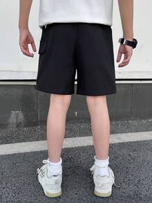 SHEIN 3 Pc Tween Boy Loose Casual Woven Grey Summmer Hiking Workwear Shorts Set,Solid Color Sports Simple Basic Versatile Multi-Color Multi Piece Set - Grey - View 6