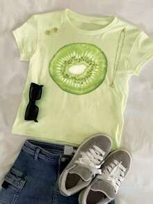 Glimmora Women's Printed Round Neck Short Sleeve Casual Versatile T-Shirt - Multicolor - View 5