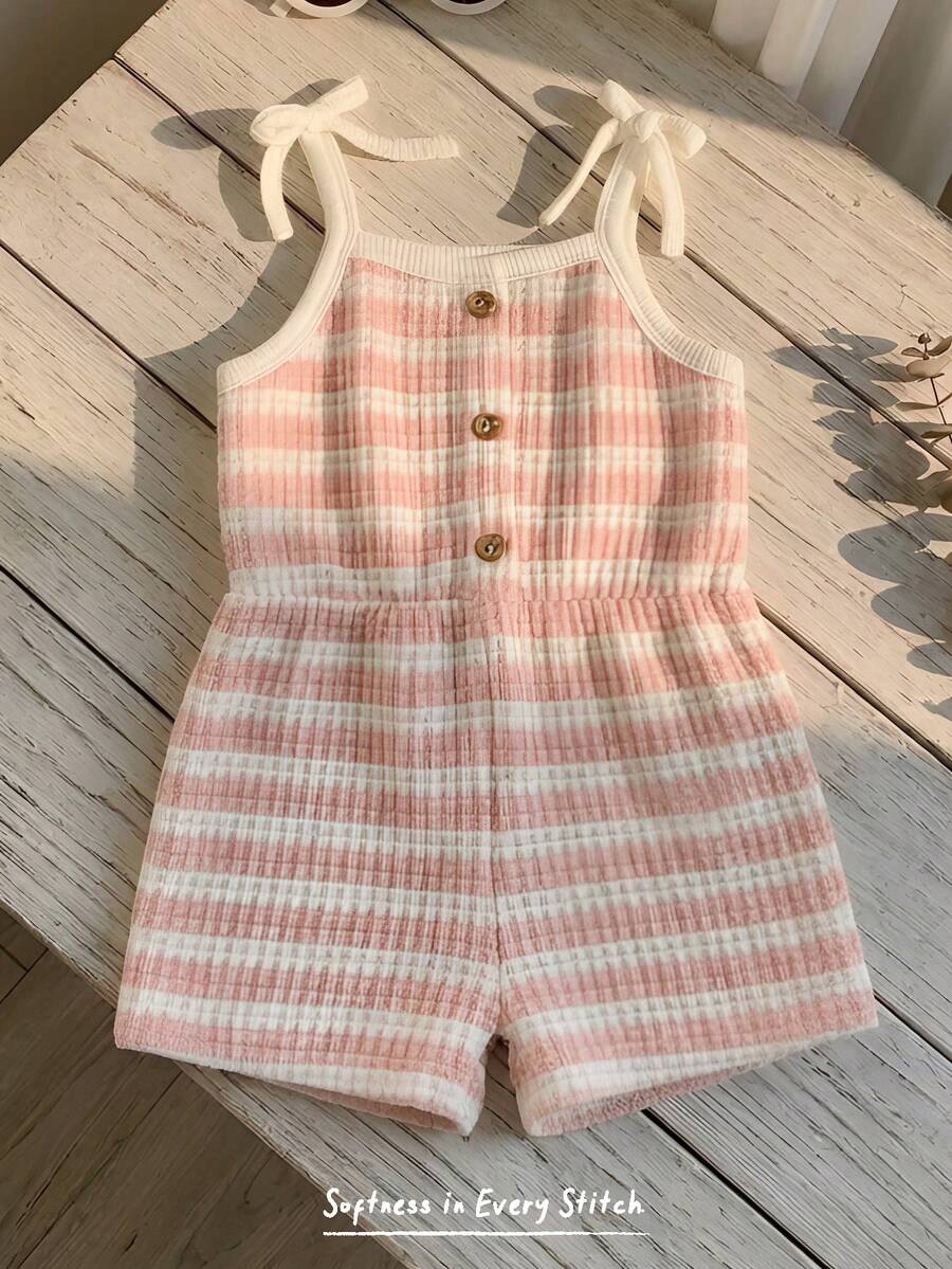 Cozy Pixies 女婴幼儿柔软针织条纹连体短裤 - 彩色 - 查看 1