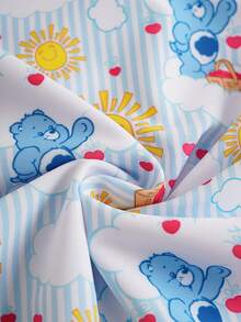 SHEIN X Care Bears Traje de baño de una pieza con estampado de dibujos animados para vacaciones en la playa - Azul - Ver 6