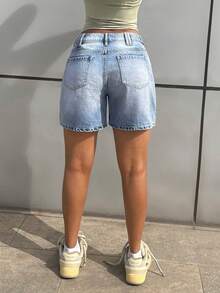 StreetHx Women's Fashionable Casual Versatile Denim Shorts, Summer - Light Wash - View 2