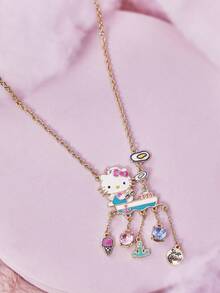 HELLO KITTY AND FRIENDS | SHEIN 1件新款创意个性化卡通猫吊坠单项链，IP拼接设计，轻奢小众，简约大方，适合各种派对、音乐会和节日，精致礼品 - 彩色 - 查看 3