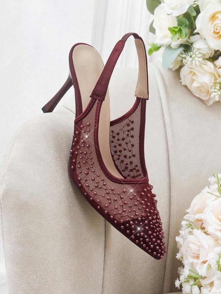 CUCCOO HITCHD Women's Fashionable & Elegant Commuting Rhinestone Bow Decor Pointed Toe Pumps