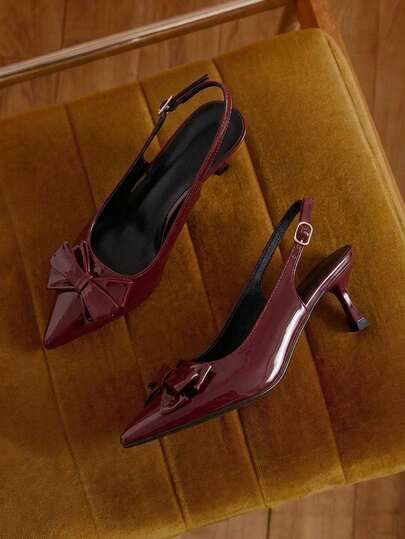 French Classic National Style Elegant Elegant Strap Fairy High-End Sandals With Bow, Fashionable Spring/Summer Sandals, New Diva Fairy Pointed Toe High Heel Shoes, Bow Decor Commuting Gentle Sandals, New Summer Versatile Closed Toe Sandals To Pair With Dresses