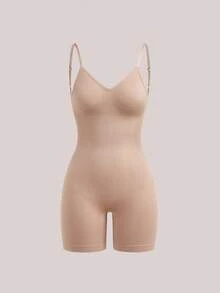 Veilyse 1 Bộ áo liền quần định hình eo cao đến giữa đùi liền mạch với thiết kế nâng mông và hở lưng - Màu be - Xem 1