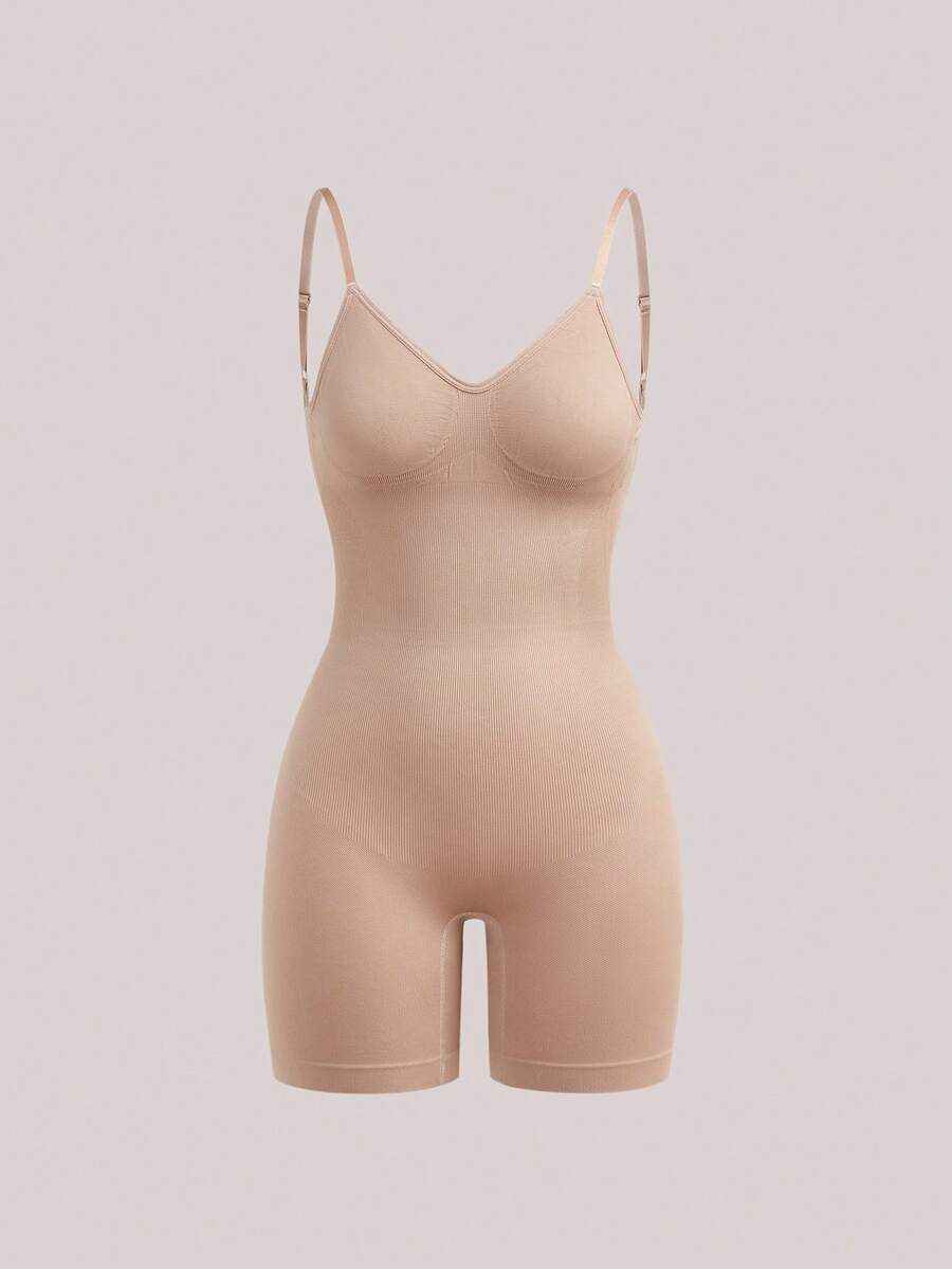 Veilyse 1 Bộ áo liền quần định hình eo cao đến giữa đùi liền mạch với thiết kế nâng mông và hở lưng - Màu be - Xem 1