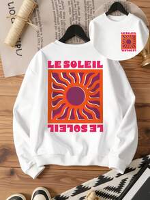 DrmWander Sudadera de mujer con cuello redondo y manga larga estampada, top casual con vibra de vacaciones - Blanco - Ver 5